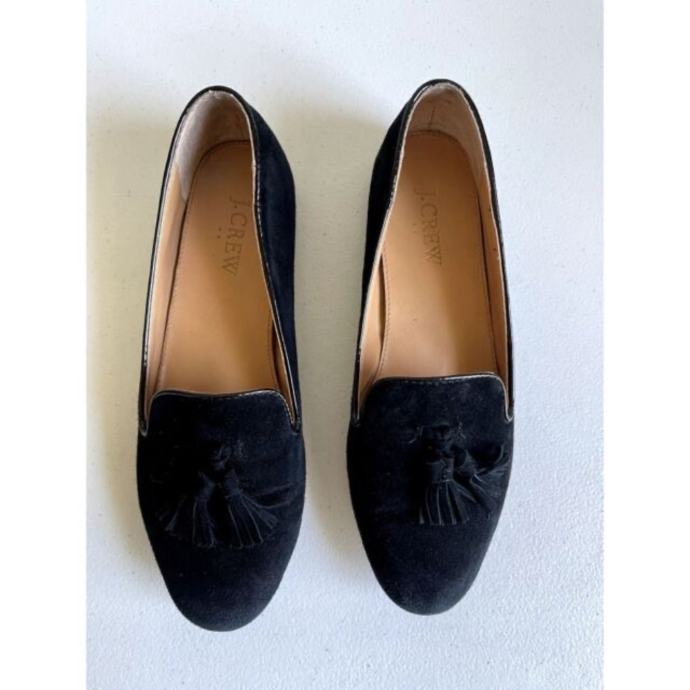 JCrew Velvet tassel loafers